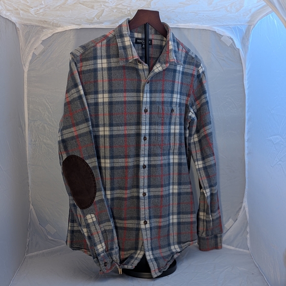 J. Crew Other - J. Crew Gray, Blue and Red Plaid Button-Down Shirt with Elbow Patches